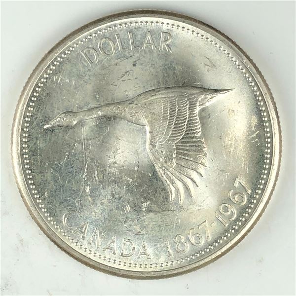 1967 Queen Elizabeth II Canadian Silver Dollar UNC