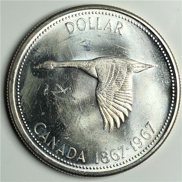 1967 Queen Elizabeth II Canadian Silver Dollar