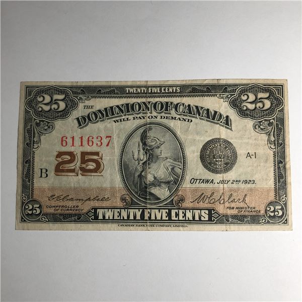 1923 25 Cent Shinplaster DC-24c Letter A Campbell/Clark
