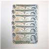 Image 1 : 6 Consecutive Numbered1973 Canadian 1 Dollar Notes