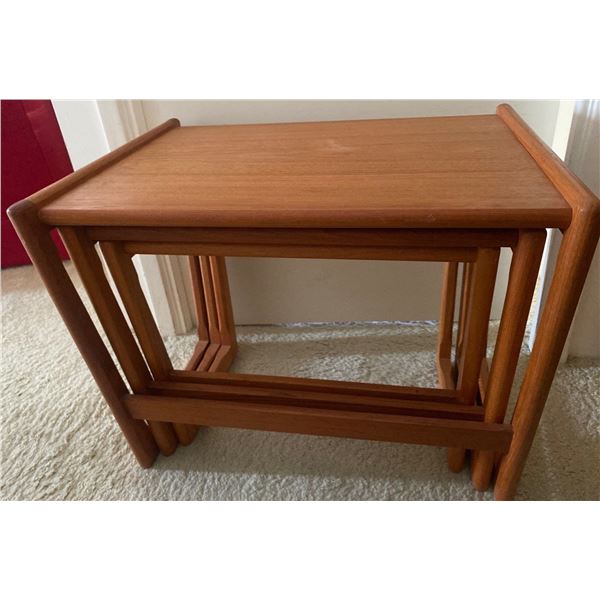 Mid Century Modern Teak Stacking Tables 23 x 15D x 19H