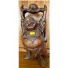 Image 1 : Wood Carving Jolly Asian Good Luck Merchant 13T
