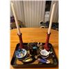Image 2 : Wooden Ducks, Candlesticks, and more home decor on a beautiful Tray
