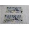 Image 2 : (3) 1986 Sequential Uncirculated Canadian $5 Bills