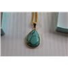 Image 2 : Gold Tone Chain with Turquoise Pendant - 22"