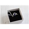 Image 2 : Sterling Silver Sapphire and Cubic Zirconia Ring - Size 8