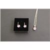 Image 2 : Sterling Silver Pink Cubic Zirconia Pendant with Chain - 18", Pendant Style Earrings