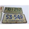 Image 3 : (5) Saskatchewan License Plates - 1971, 1974, 1976