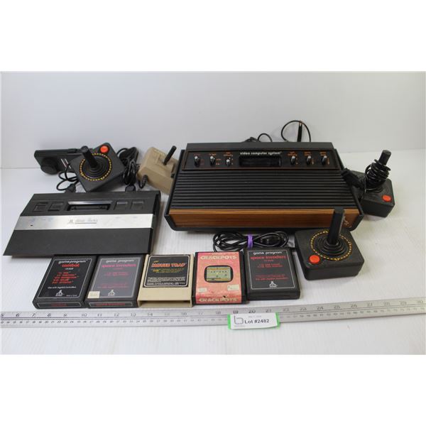 Atari Console w/Controllers (2) Games - Video Computer System W/Controller (games fit into both mach