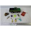 Image 1 : Buddy L Farm Truck - Corgi Juniors Popeye Hot Whizz Car (1967) - Metal Whistle - Key Chains - Dorito