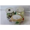Image 6 : (3) Egg Cups - (2) Ceramic Decorations - Precious Moments Pin Cushion - Glass Candle Holder