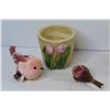 Image 4 : Vintage Lidded Tin - Ceramic Candle Holder - Plastic Plant Pot - Birds
