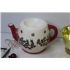 Image 2 : Plastic Gold Plant Pot - (2) Glass Dragonfly Candle Holders - 12 Gold Glitter Candles - Teapot Tea L