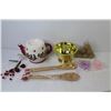 Image 8 : Plastic Gold Plant Pot - (2) Glass Dragonfly Candle Holders - 12 Gold Glitter Candles - Teapot Tea L