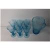 Image 4 : Vintage Blue Glass Pitcher and (6) Matching Glasses