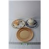 Image 1 : (3) Plates - One Peach Luster, Peach Luster Sugar Bowl and Misc.