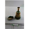 Image 1 : Green Glass Vase and Trinket Dish