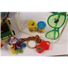 Image 7 : Various Baby/Childrens Toys of Varying Condition, Locking Lawn Chair, Wallet, Bottle Cozy & Laundry 
