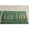Image 5 : (1 Pair & 2 single) Vintage 1969 Saskatchewan License Plate's