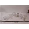 Image 1 : Crystal Footed Dish, Pedestal Bowl, Cream Pitcher, Sugar Dish, (3) Glasses & Martini Glass & Glass B