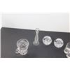 Image 2 : Crystal Vase, Candle Holders & Cream Pitcher, (4) Glass Double Shot Glasses & (2 pcs) Laser Glass Ar