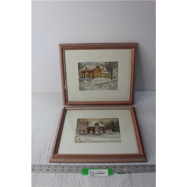 (2) Framed Pieces of Art - 11 1/2  and 13 1/2 