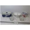 Image 1 : Vintage Shaving Cup w/Chip - (2) Glass Candle Holders - China Holder - China Brush Holder