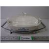 Image 1 : Corning Ware Cornflower Casserole Dish&Lid with Chrome Cradle