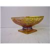 Image 2 : Carnival Glass Diamond Shaped Amber Yellow Pedestal Dish/Bowl
