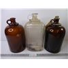 Image 1 : Bright's Glass Jug 1874 and (2) Brown Glass Jugs