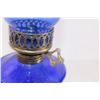 Image 4 : Blue Glass Oil Lamp w/ Extra Chimney