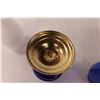 Image 7 : Blue Glass Oil Lamp w/ Extra Chimney