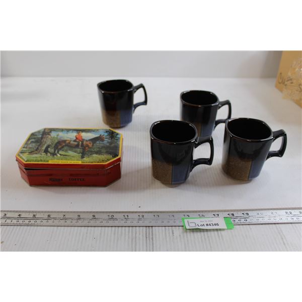 (4) Mugs, Canadian Mountie Tin