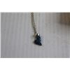 Image 2 : Sterling Silver Necklace with Blue Enamel Pendant, (2) Pairs of Pendant Style Earrings