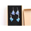 Image 4 : Sterling Silver Necklace with Blue Enamel Pendant, (2) Pairs of Pendant Style Earrings