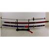 Image 1 : (3) Wooden Katanas and Stand