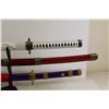 Image 4 : (3) Wooden Katanas and Stand