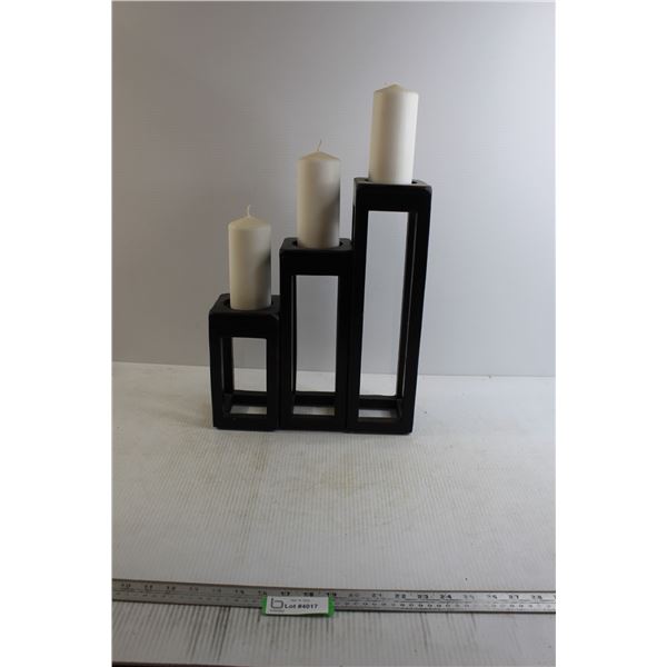(3) Candles with Candleholders