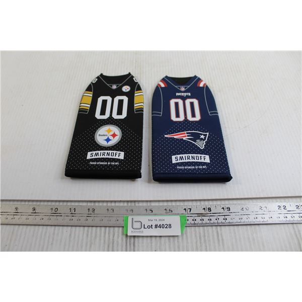 NFL Patriots and Steelers Beer Holders