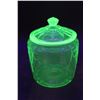 Image 1 : Green Depression Glass Biscuit Barrel