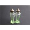 Image 3 : (2) Pairs Green Depression Glass Salt and Peppers