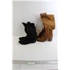Image 1 : (2) Pairs Knee High Boots - Black Size 9, Brown Size 10, Both Smell Like Smoke
