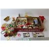 Image 1 : Collection of Christmas Craft Supplies - Confetti, Beads, Ornaments, etc.