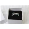 Image 2 : Sterling Silver Green and White Cubic Zirconia Ring - Size 8.75