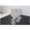 Image 2 : (7) Crystal Wine Glasses & (4) Crystal Champagne - (1) Wine Glass Chipped