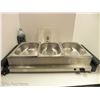 Image 1 : 3 STATION BUFFET SERVER WITH STAINLESS INSERTS AND SEE THROUGH LIDS