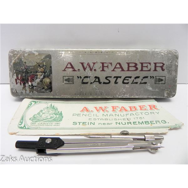 A.W. FABER "CASTELL" TIN WITH COMPASS MADE IN JAPAN