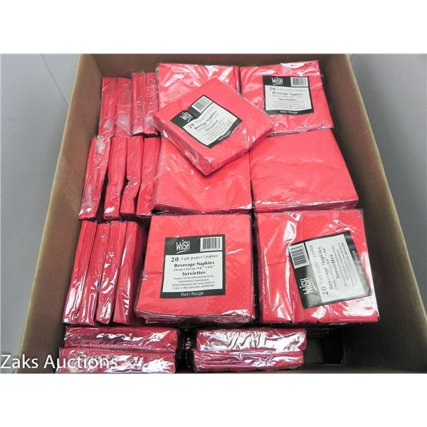 LARGE BOX RED PAPER NAPKINS - 104  PKGS