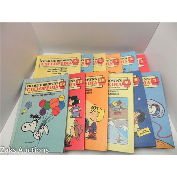 CHARLIE BROWN'S 'CYCLOPEDIA FULL SET BOOKS 1-12, WATER DAMAGE