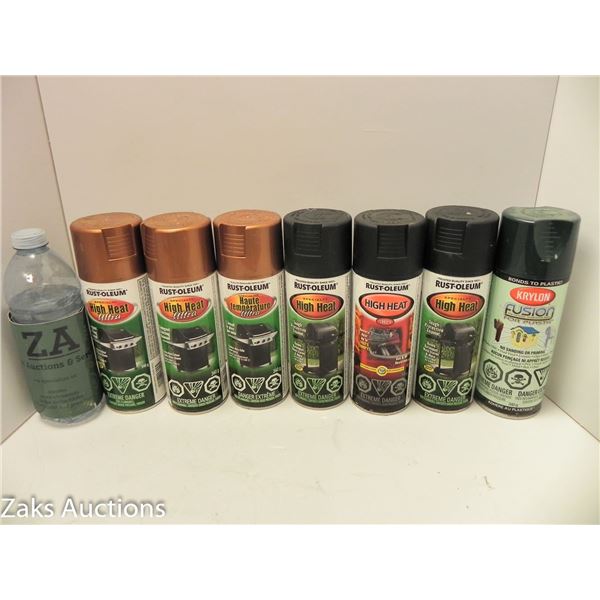 6 HGH HEAT RUST-OLEUM CANS WITH 1 KRYLON FUSION FOR PLASTIC